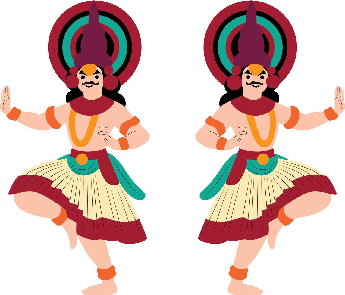 Theyyam Kerala dance performing, Vaisakhi, Gurpurab Festivals vector