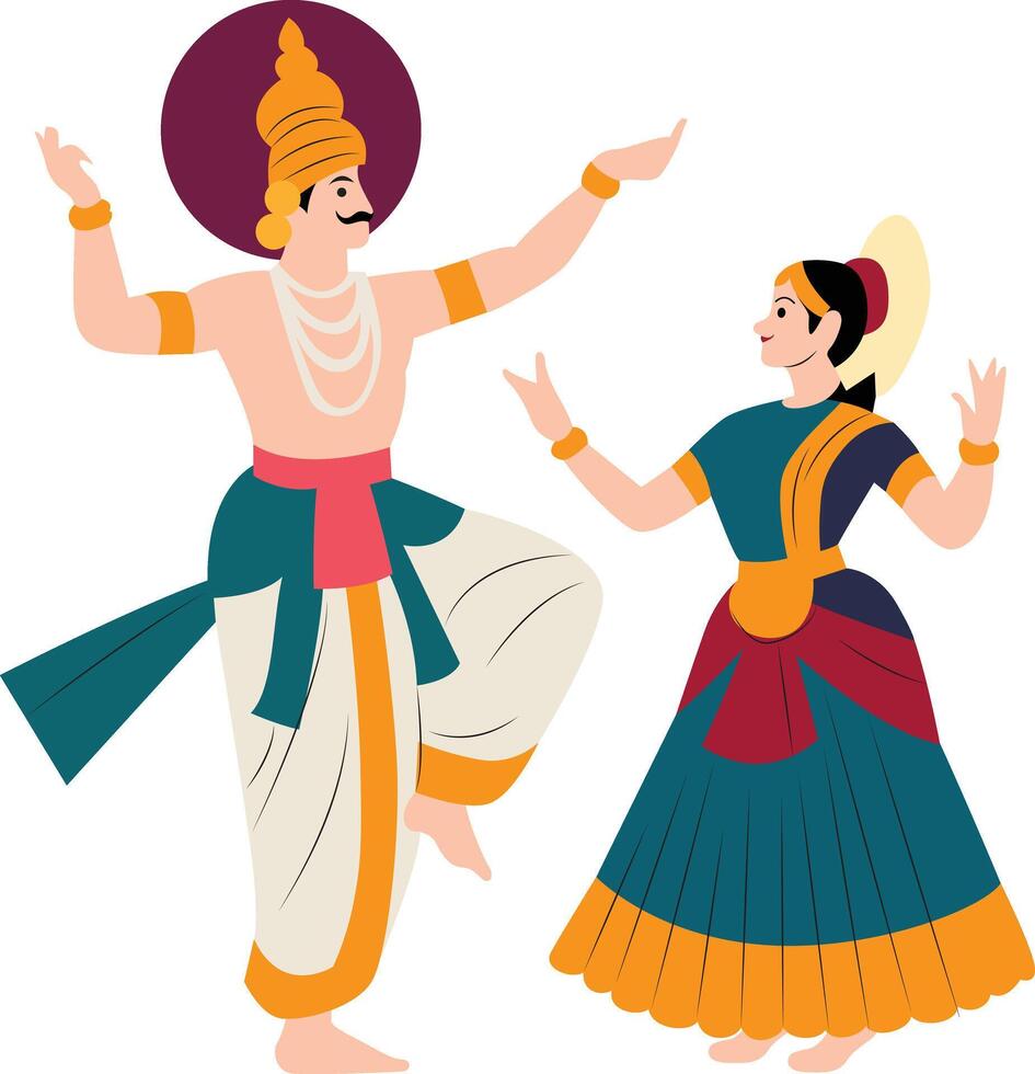 Ottamthullal Kerala dance performing, happy holiday vector