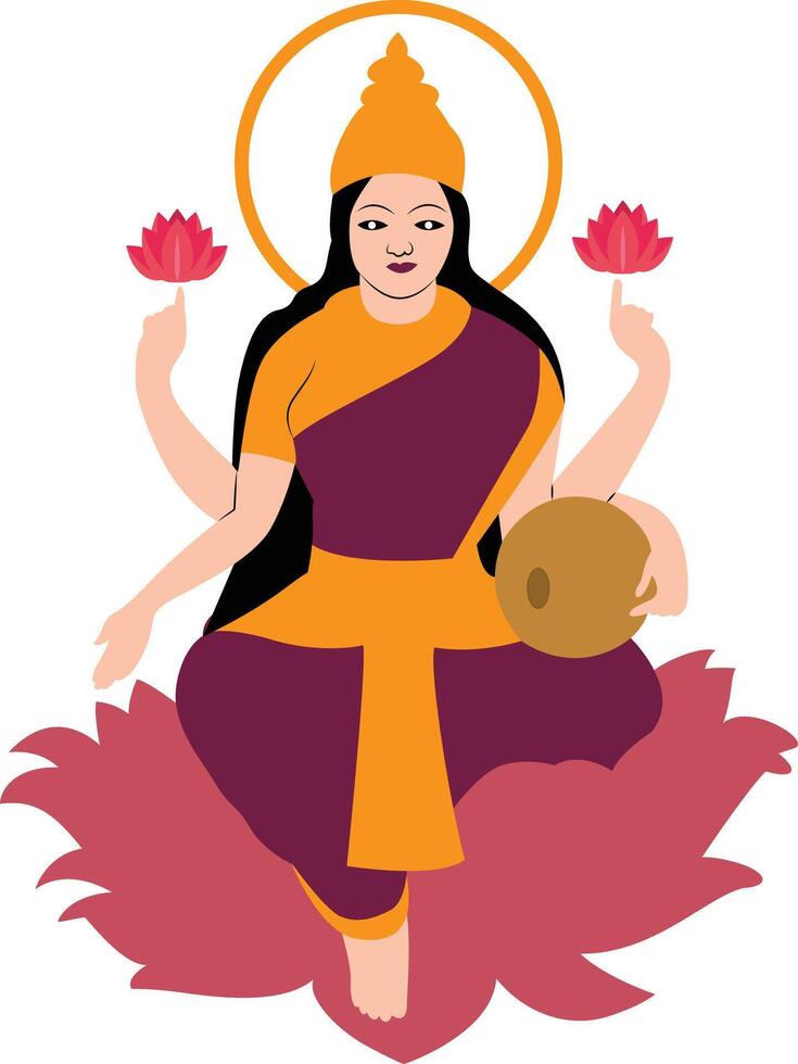 Lakshmi bring lucky sitting on Lotus vector