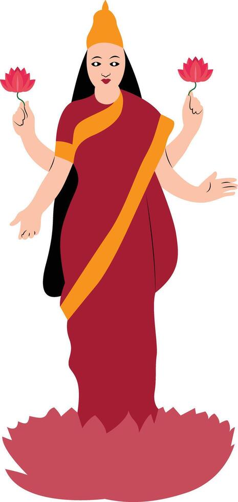Lakshmi standing on lotus vector