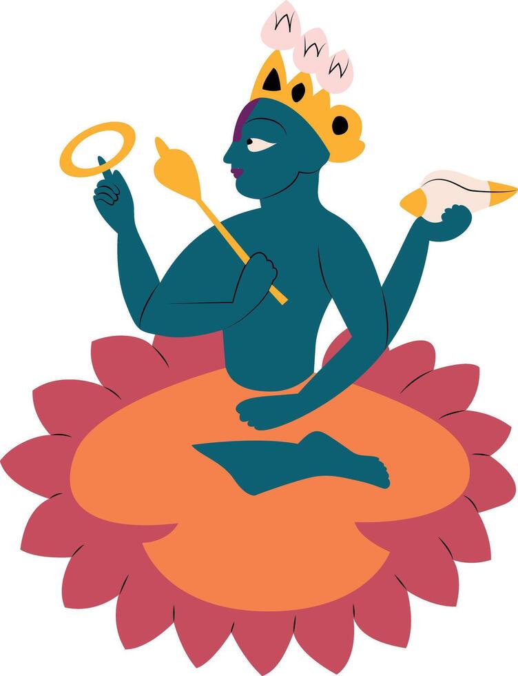 Vishnu Lord hand drawn vector
