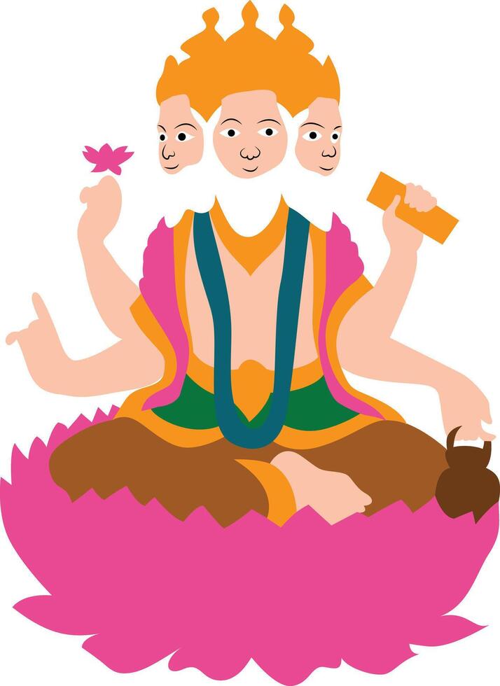 Brama Lord sitting on Lotus vector