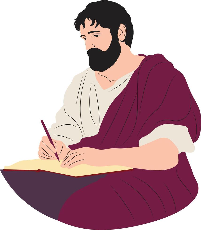 Diogenes of Sinope fullbody holding an oil lamp and thinking vector