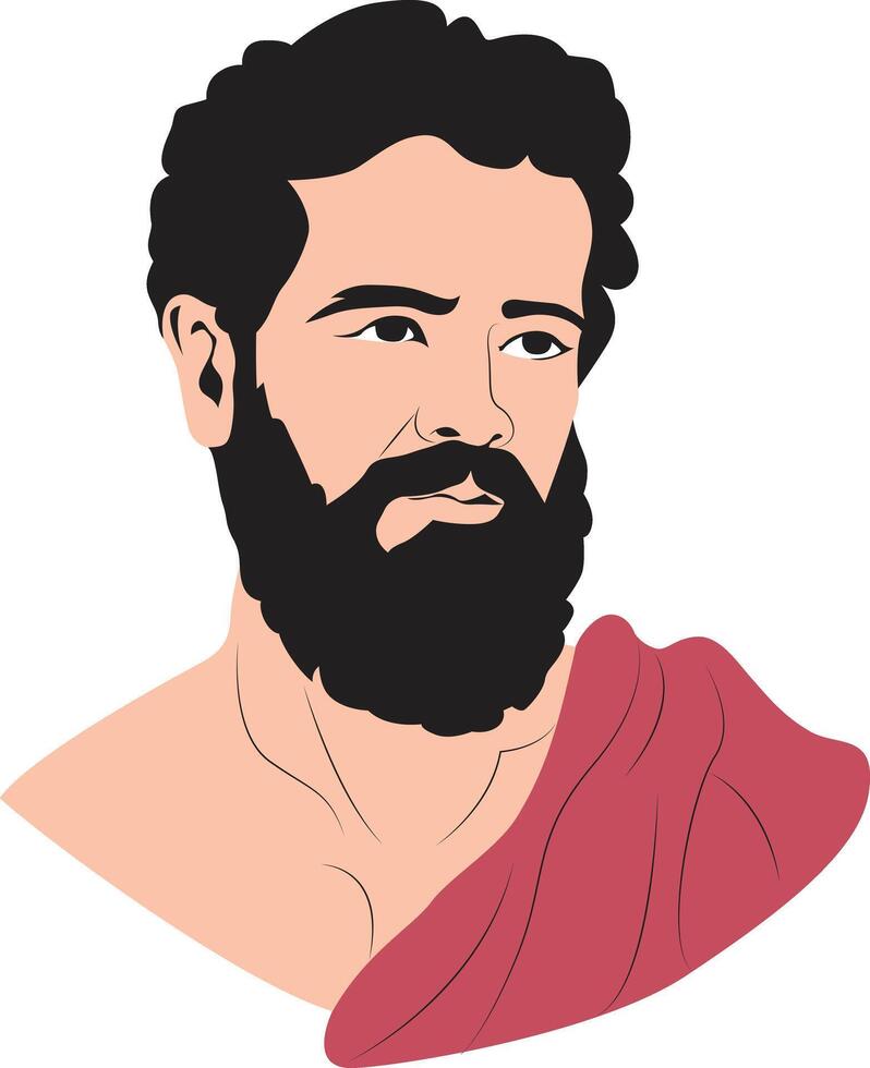 Anaximander thinking hand drawn vector