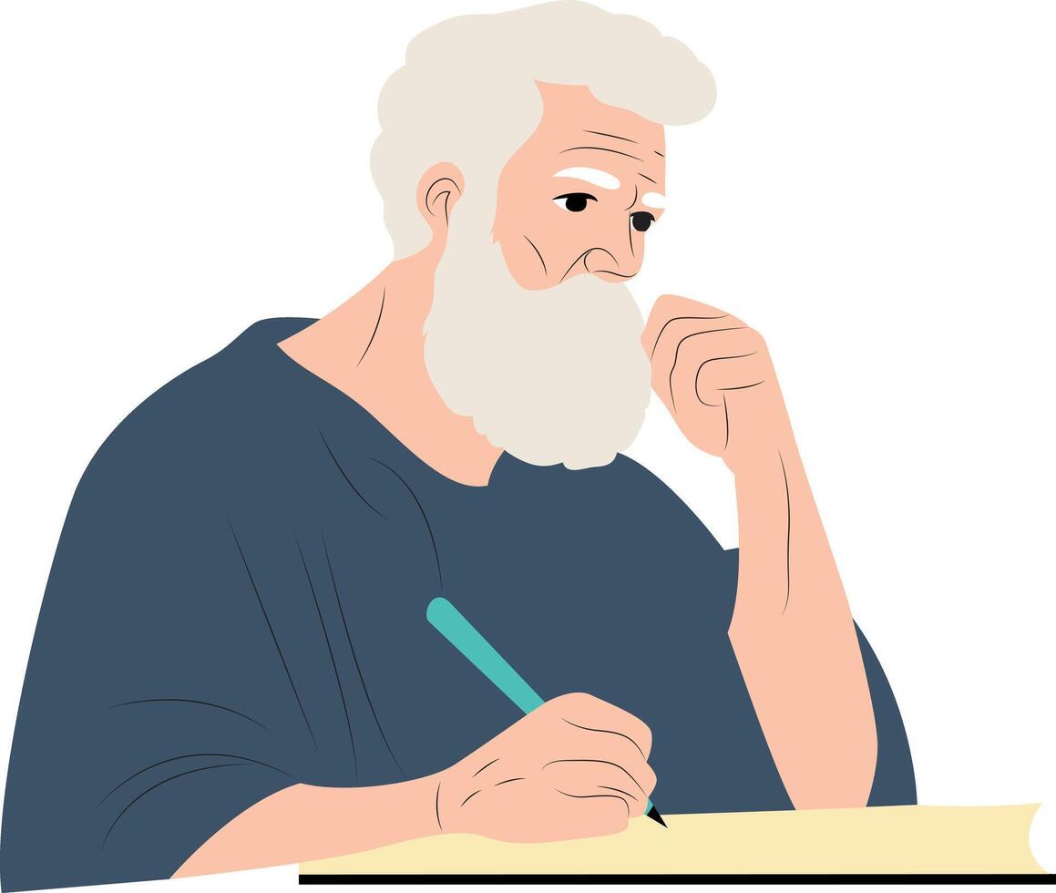 Anaximander writing portrait, hand drawn vector