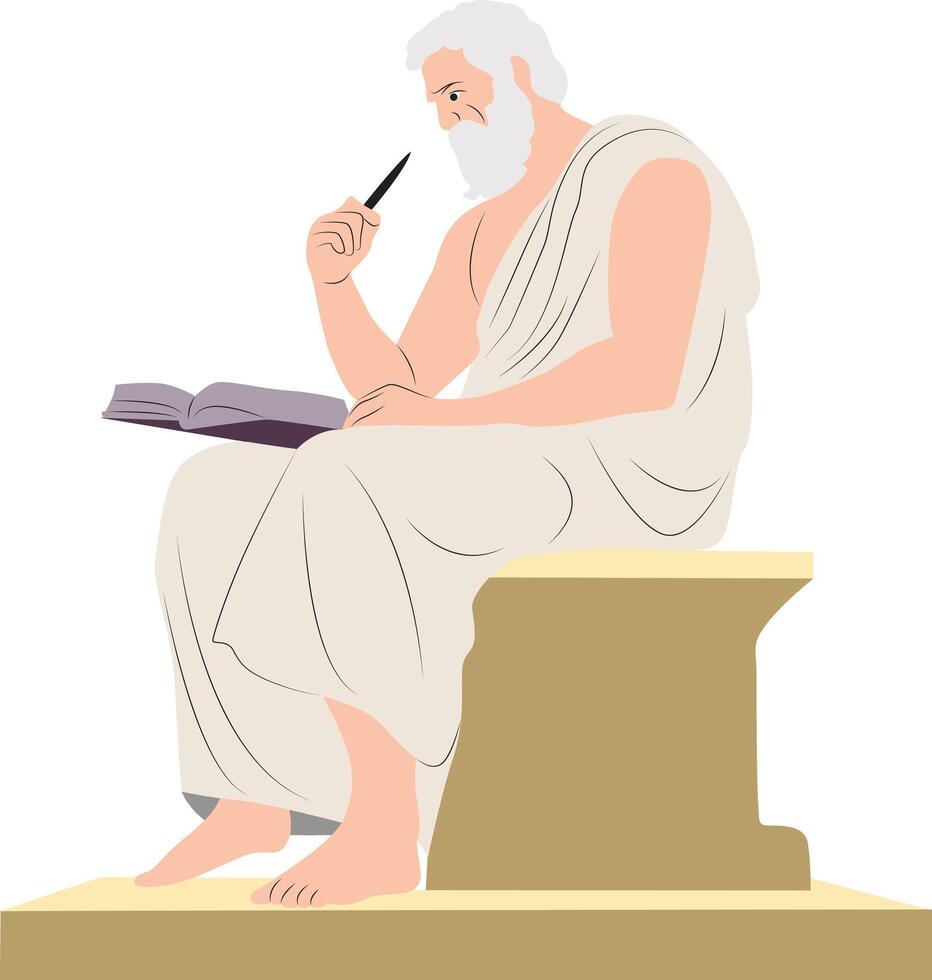 Thales thinking and writing Fullbody vector