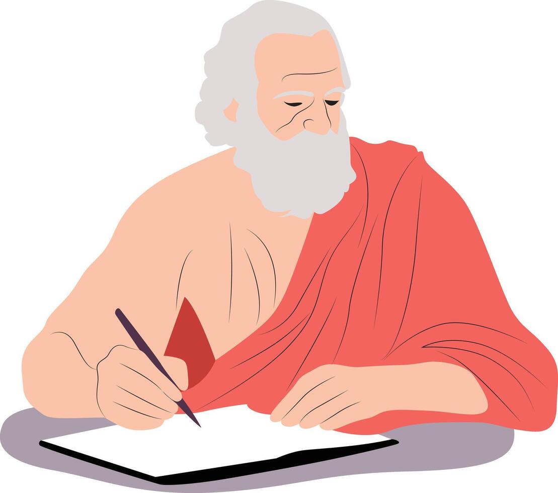 Socrates thinking and reading portrait vector