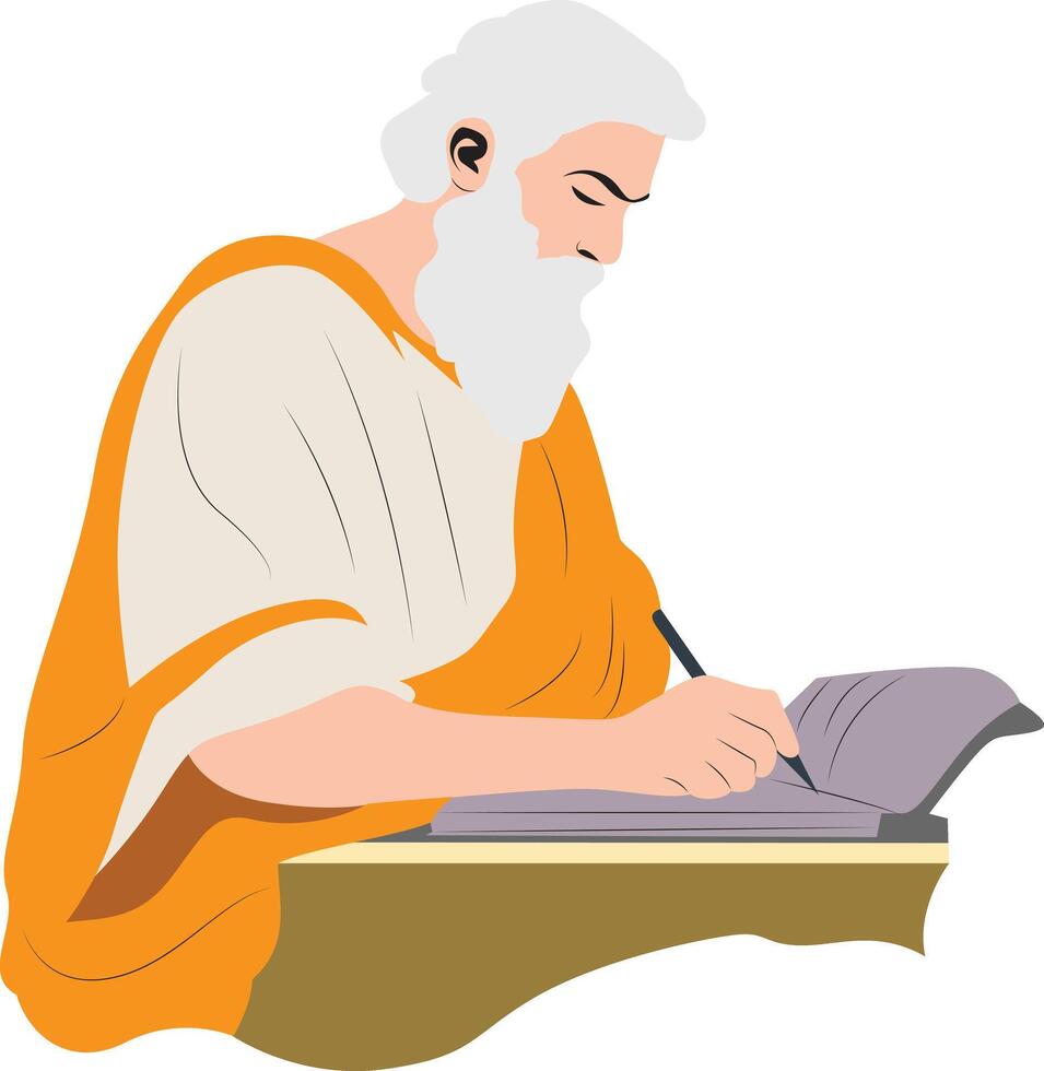 Pythagoras writing Portrait vector