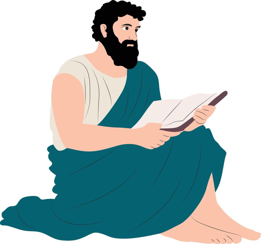 Parmenides fullbody thinking and reading book vector