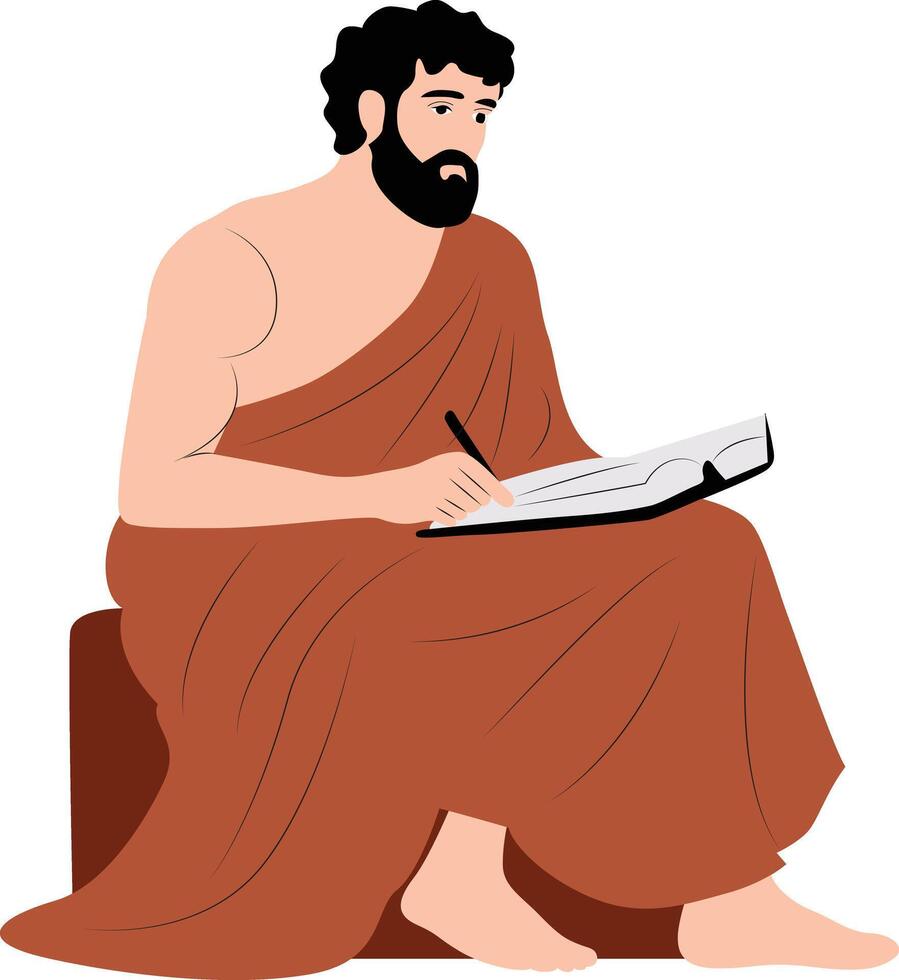 Protagoras thinking and writing fullbody vector