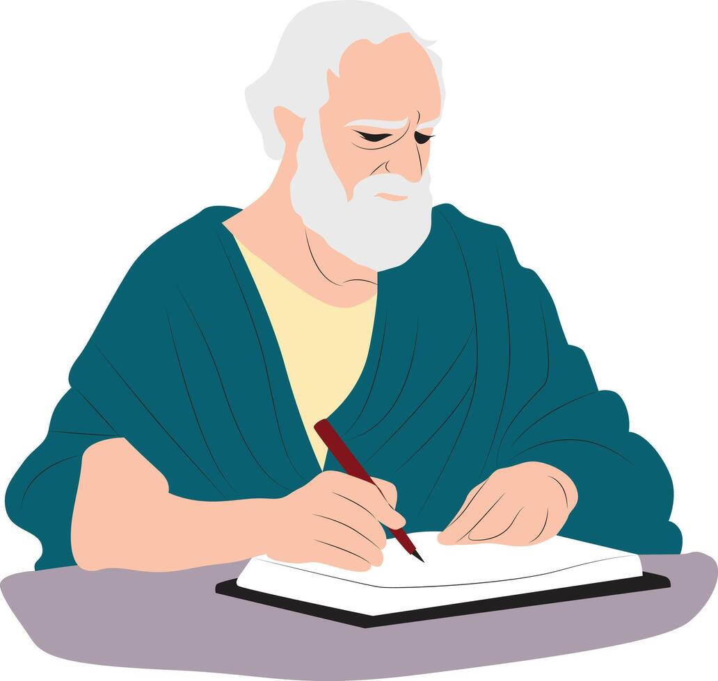 Speusippus thinking and writing portrait vector