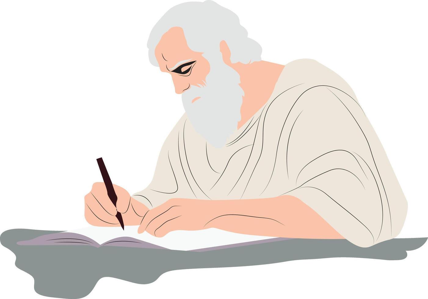 Plato thinking and writing portrait vector