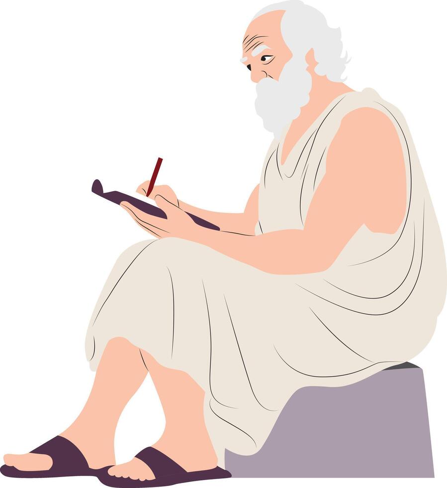Socrates fullbody thinking and writing vector