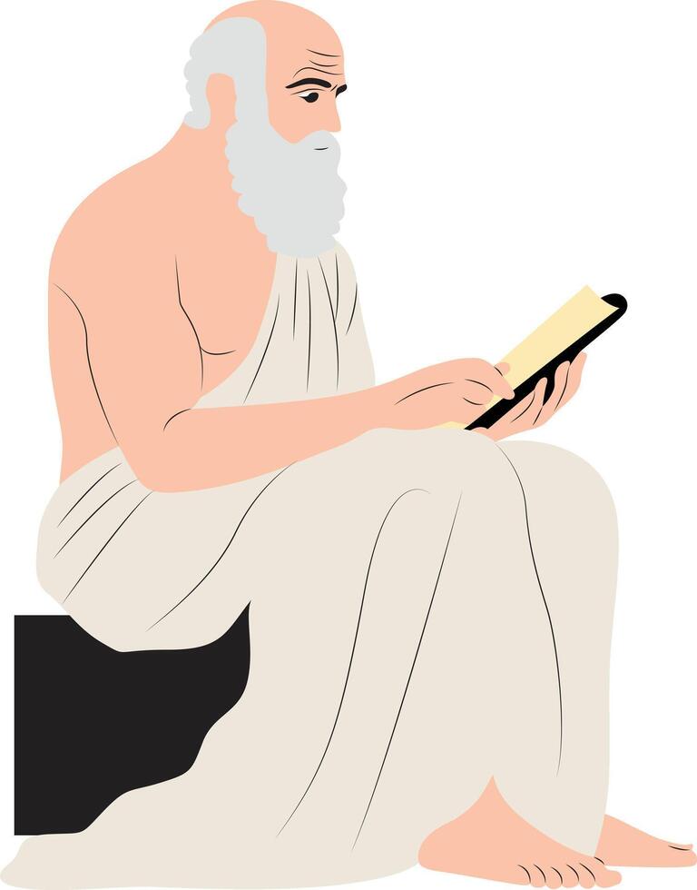 Plato fullbody reading book vector