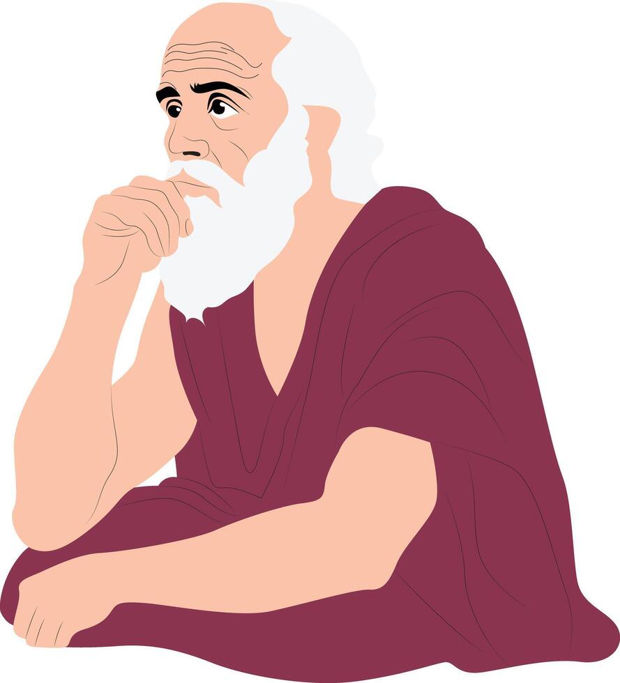 Diogenes of Babylon thinking portrait vector