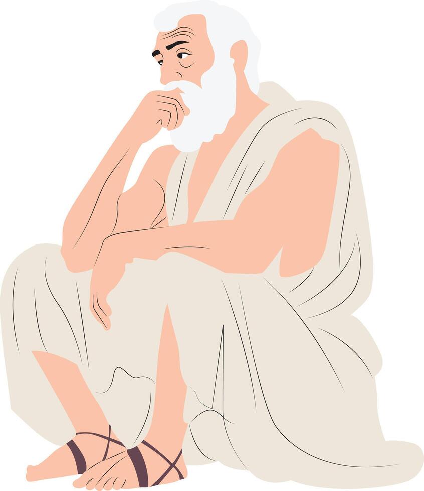 Epicetus thinking hand drawn vector
