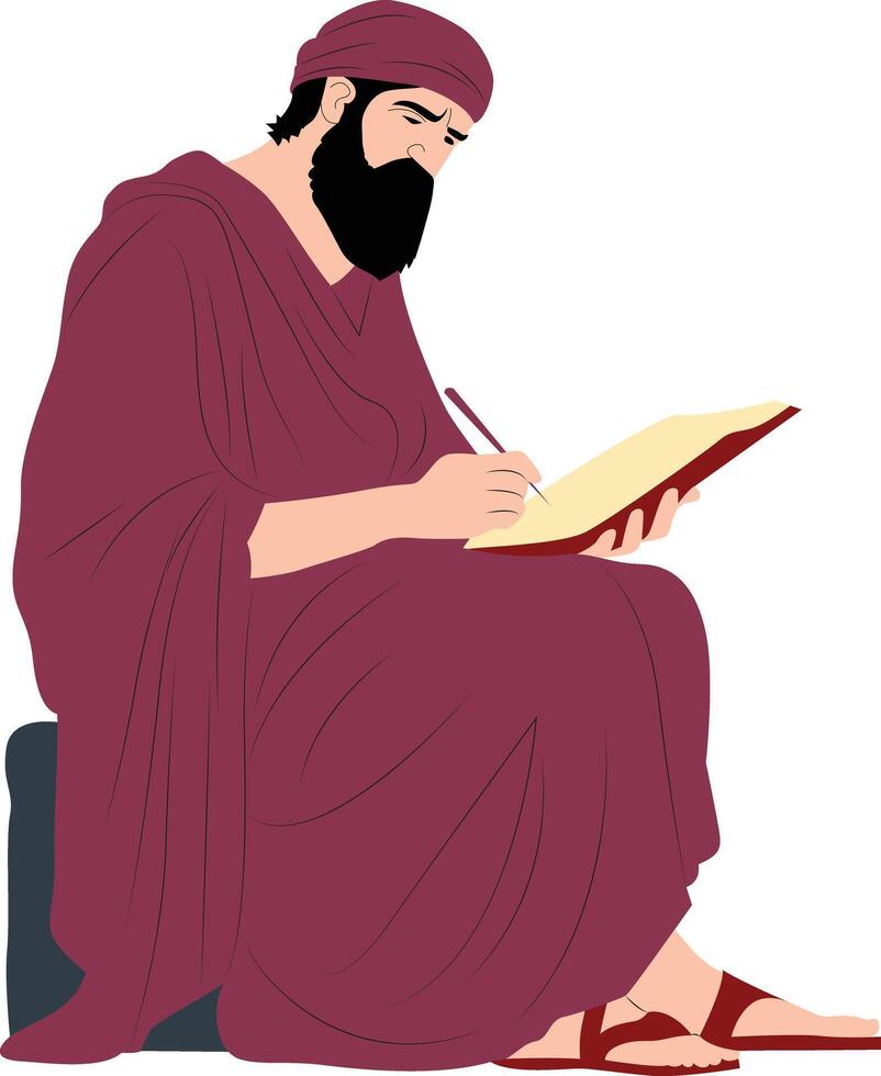 Antipater of Tarsus thinking and writing vector