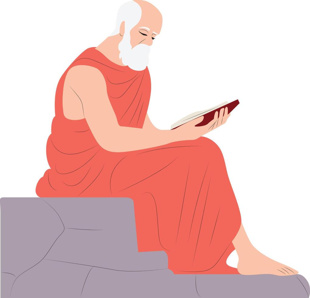 Poseidonius writing statue Greek Philosopher vector