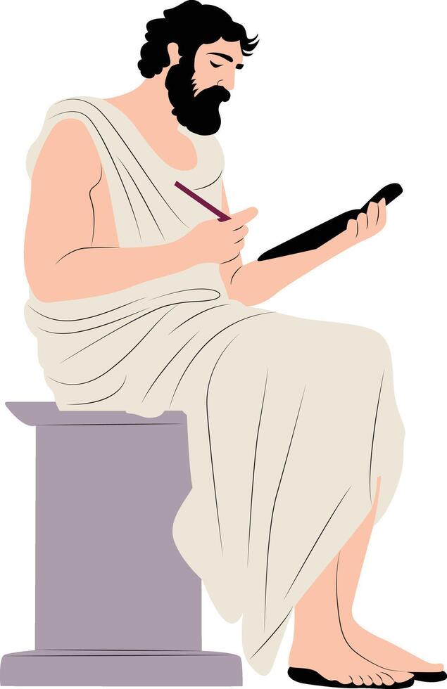 Empedocles thinking and writing fullbody vector