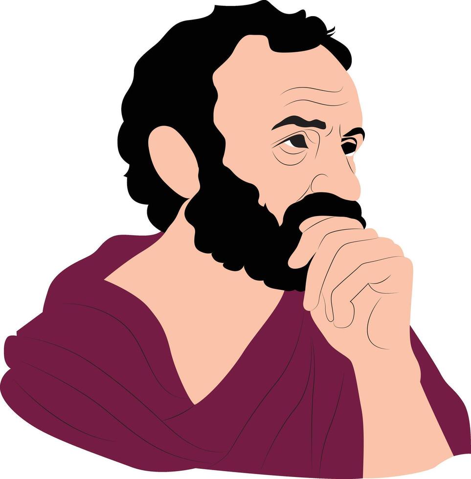 Democritus thinking portrait vector