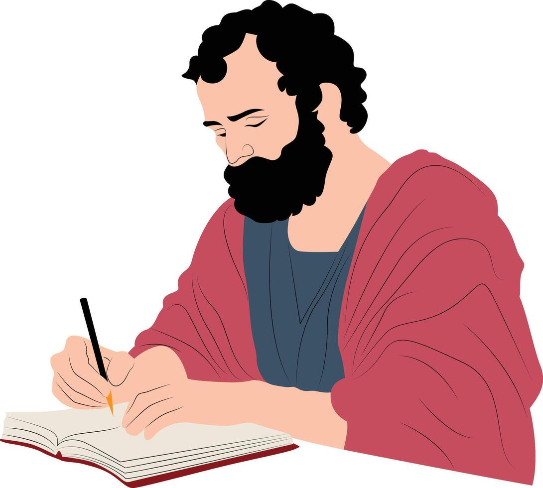 Democritus writing portrait vector