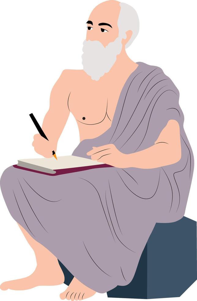 Chrysippus thinking and writing vector