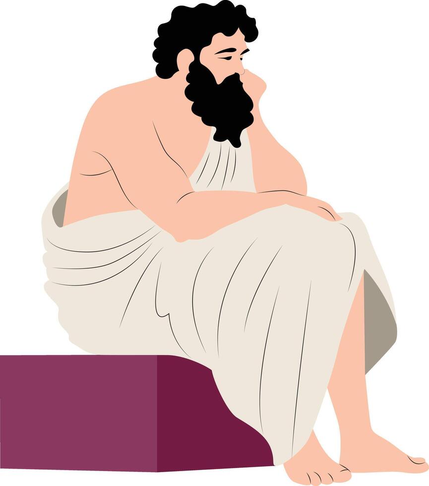 Crates of Thebes thinking fullbody vector