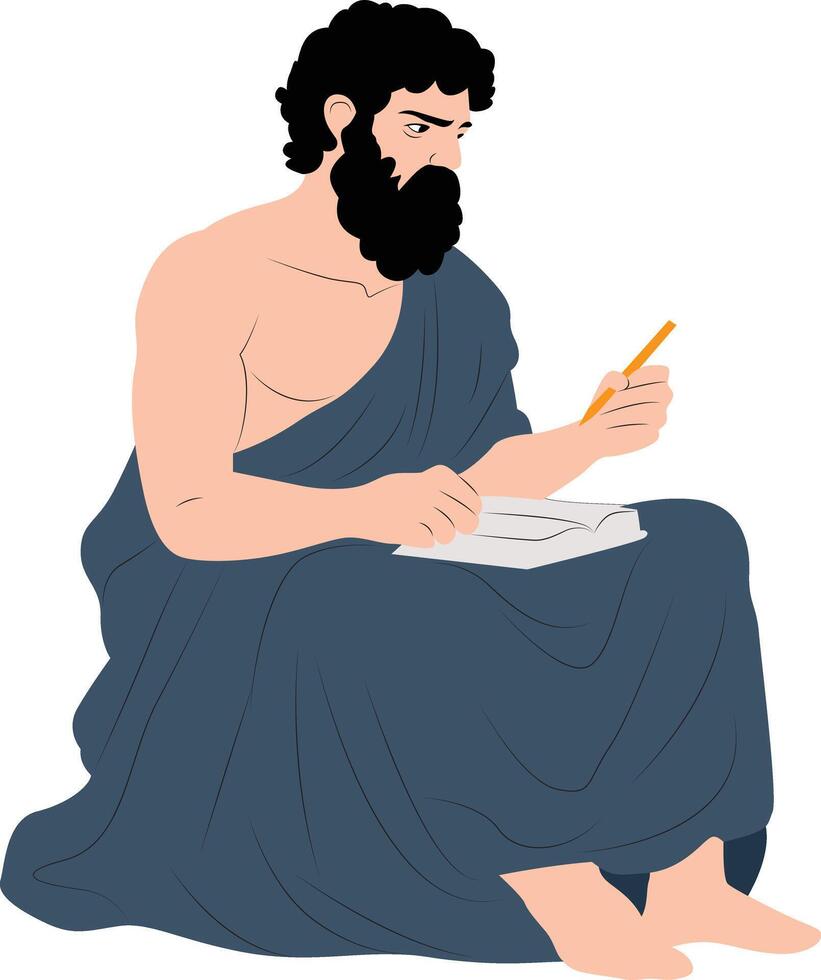 Eudoxus of Cnidus thinking and writing vector
