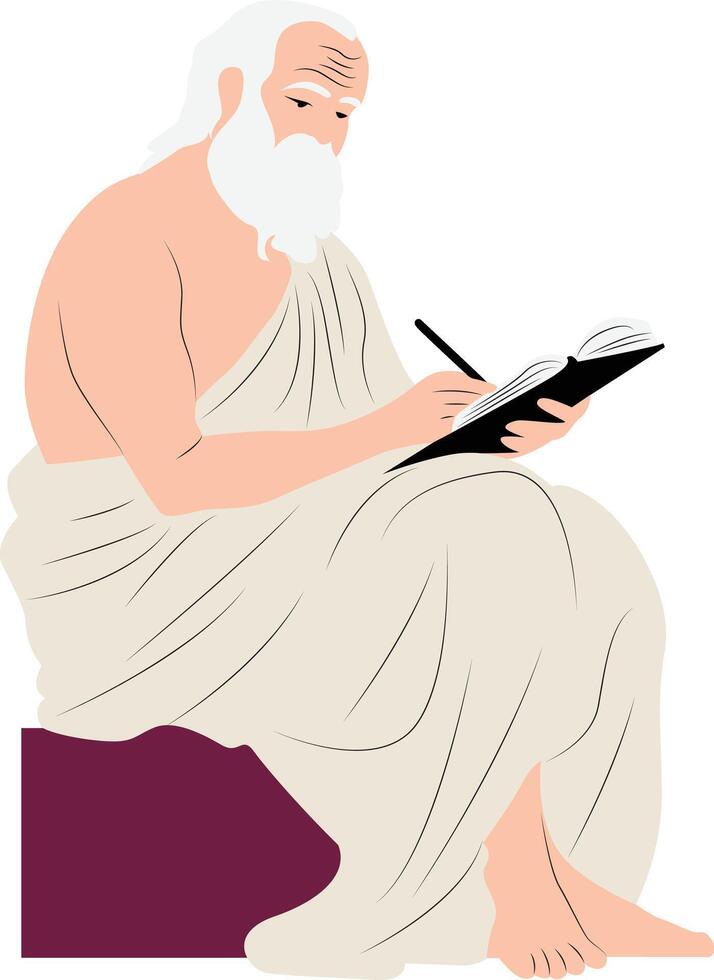 Stilpo thinking and writing fullbody vector