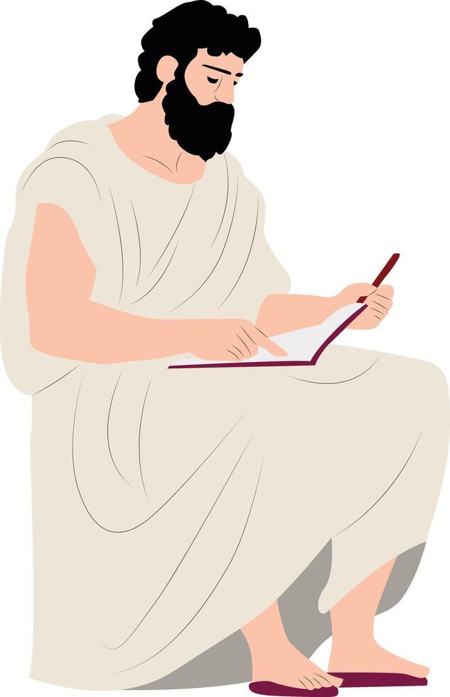 Melissus of Samos writing and thinking fullbody vector