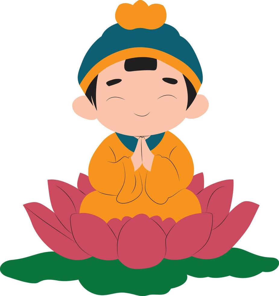Cute Pitrs god sitting on Lotus vector