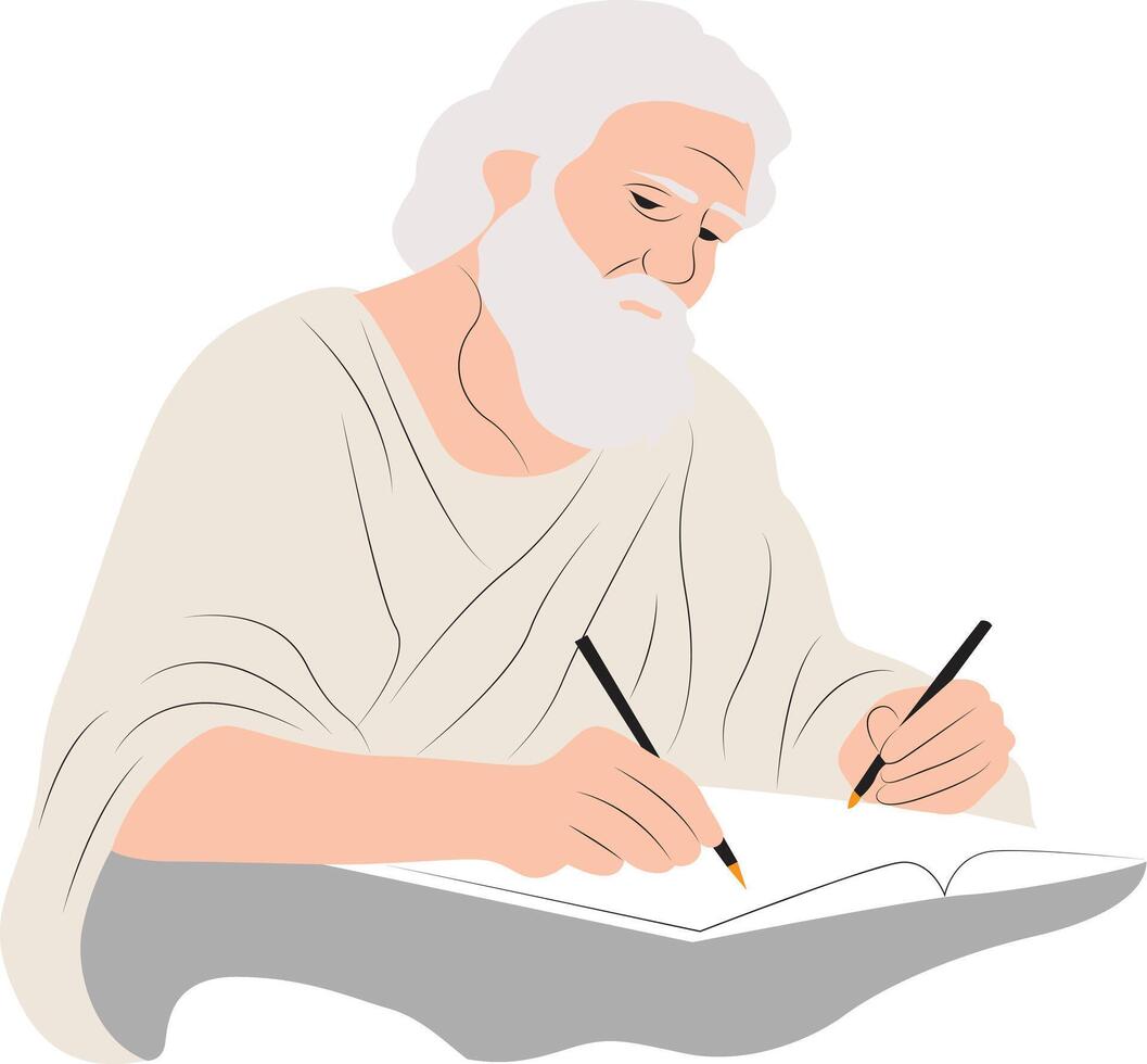 Apollonius of Tyana writing portrait vector