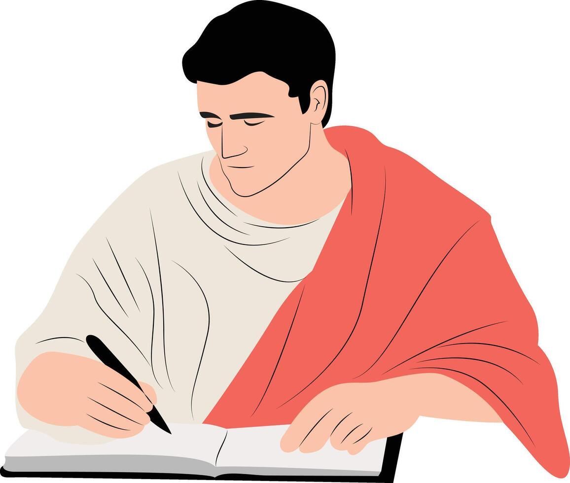 Agrippa the Skeptic writing portrait vector