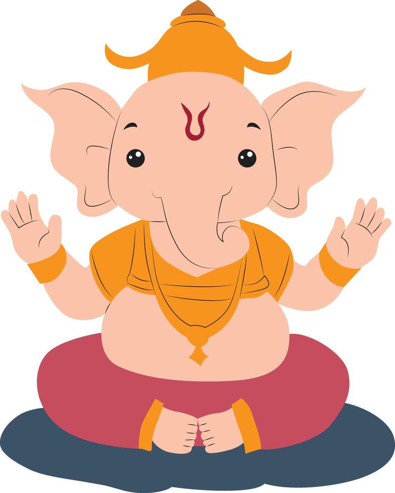Cute Varaha god sitting on Rangoli vector