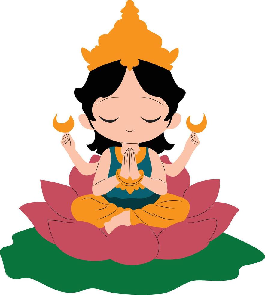 Cute Surya god sitting on Lotus vector