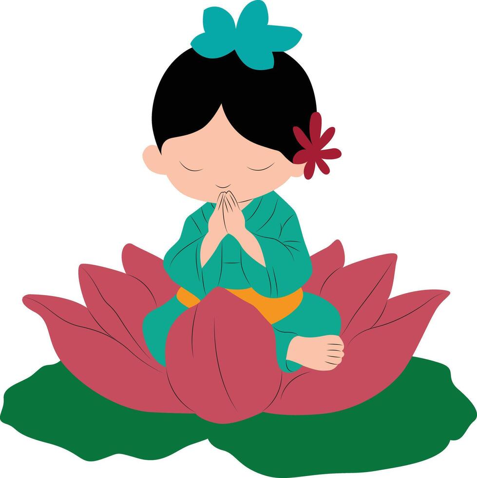Cute Kurma god sitting on Lotus vector