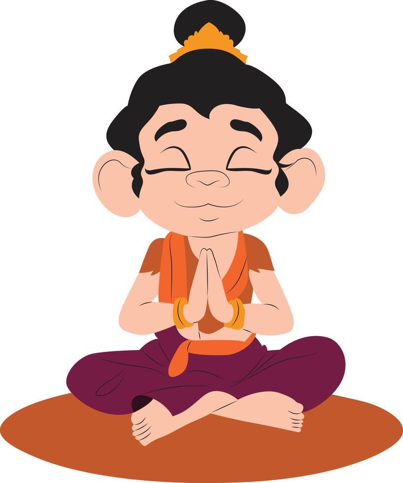 Cute Hanuman god sitting on Rangol vector