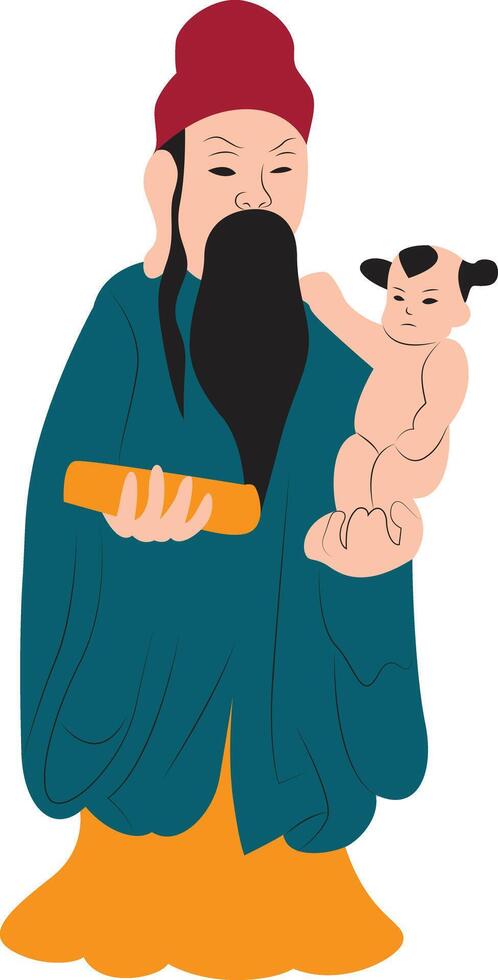 Fu god hand drawn vector