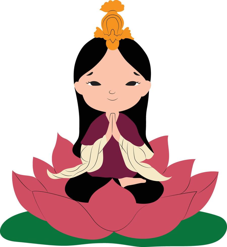 Cute Shani god sitting on Lotus vector