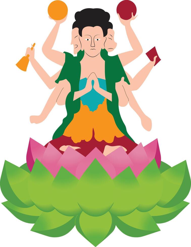 A buddha sitting on a lotus flower vector