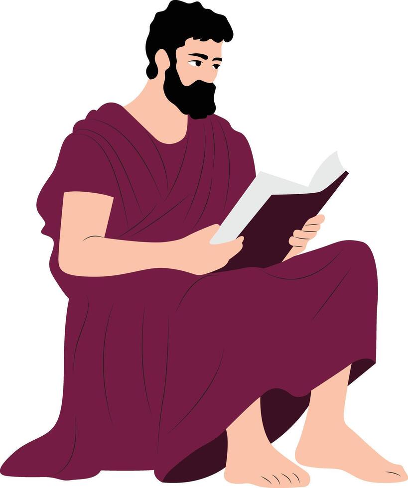 Theophrastus reading book vector