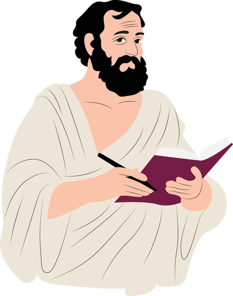 Nausiphanes writing portrait vector
