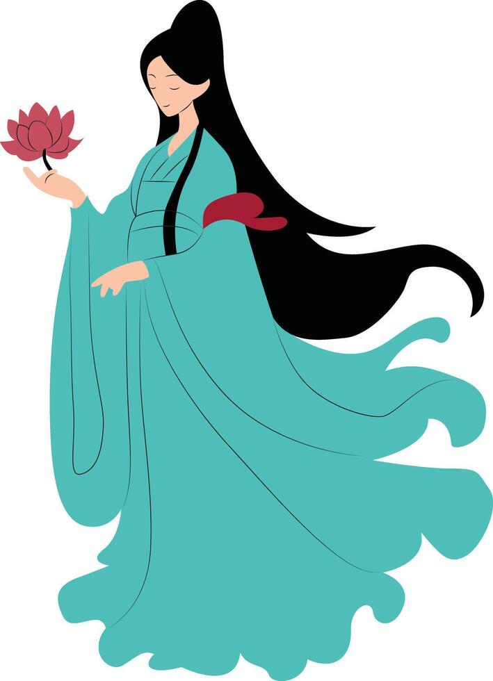 He Xiangu hand drawn vector