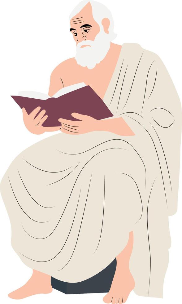 Isocrates reading book vector
