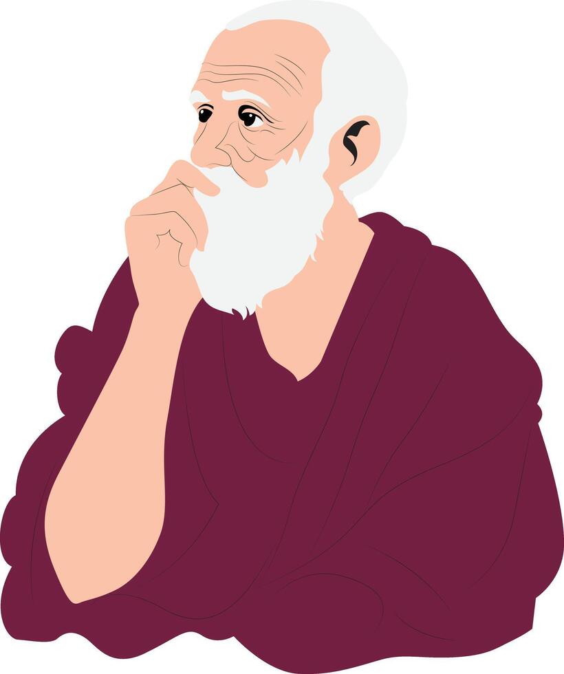 Metrodorus of Lampsacus the elder thinking portrait vector