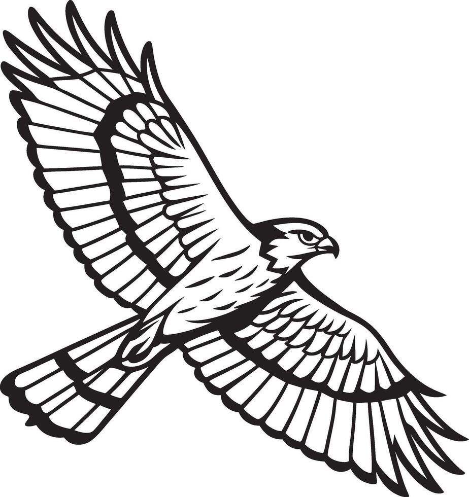a black and white drawing of an flying bird vector
