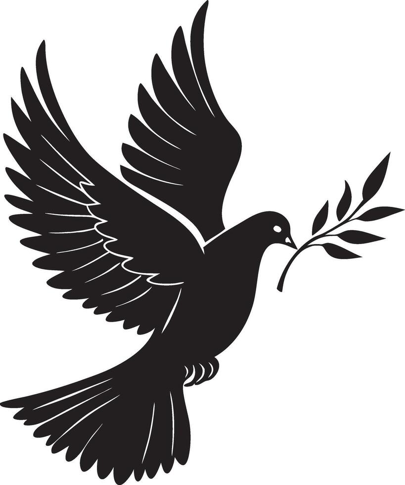 Dove Silhouette Holding Branch of Peace vector