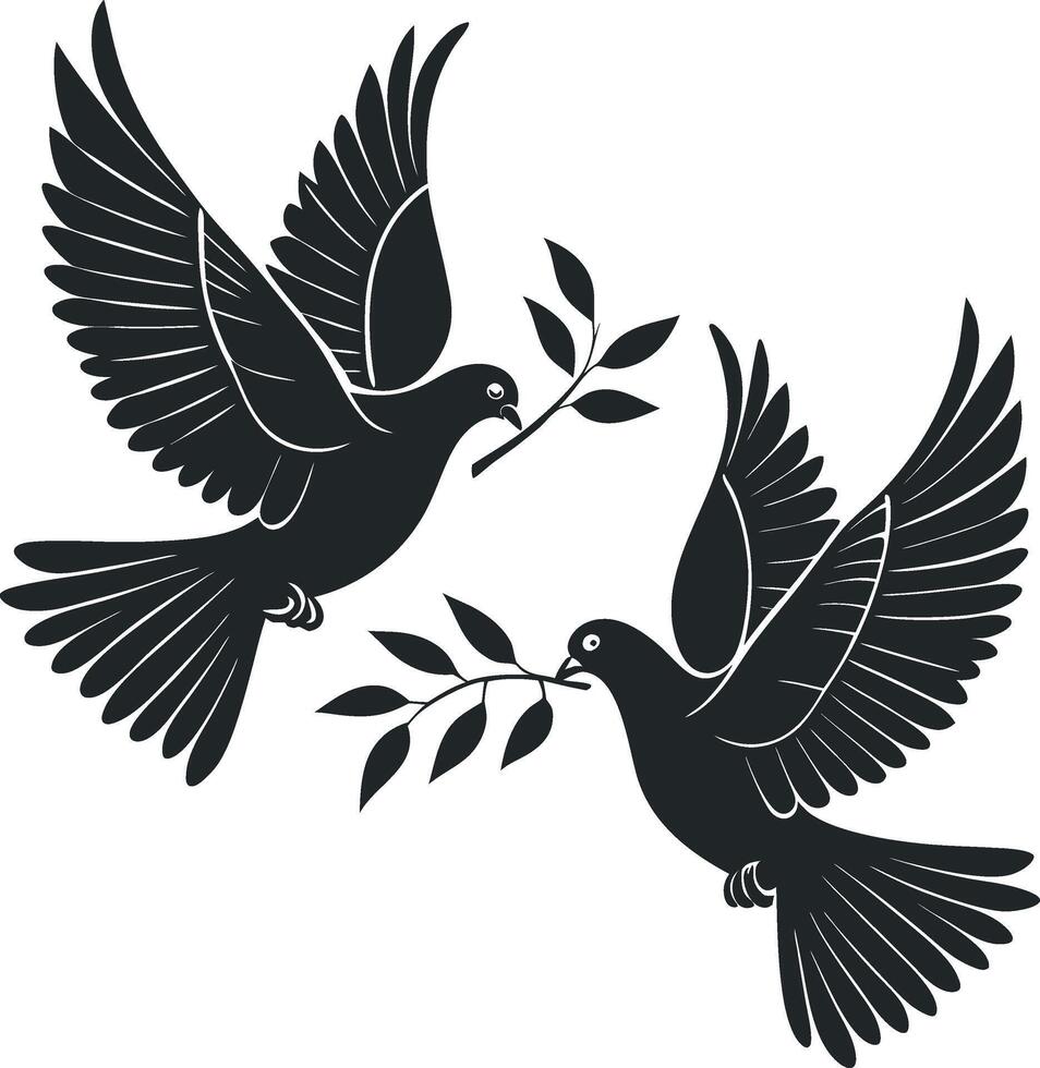 Decorative Dove Silhouette with Olive Branch vector