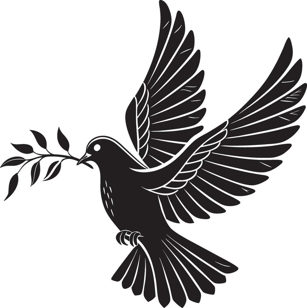 Silhouette of a Dove Carrying Peace Symbol vector