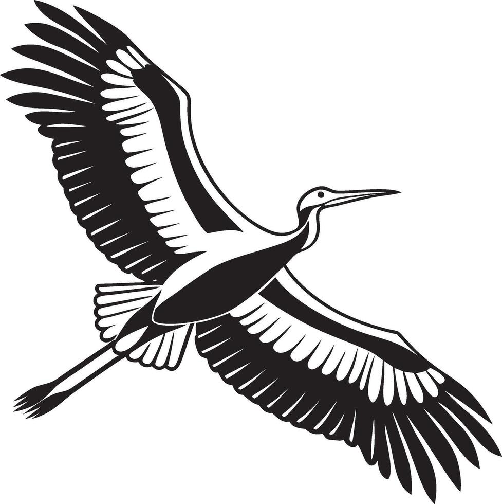 a black and white illustration of a crane design vector